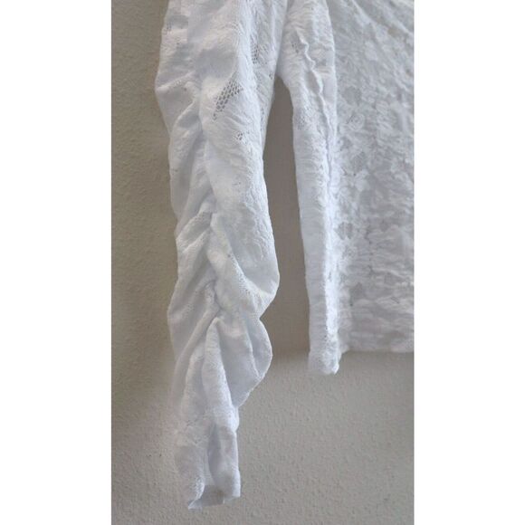 Intimately Free People OB1817155 Women's Sz Small White Floral Lace L/S Crop Top - Picture 6 of 9